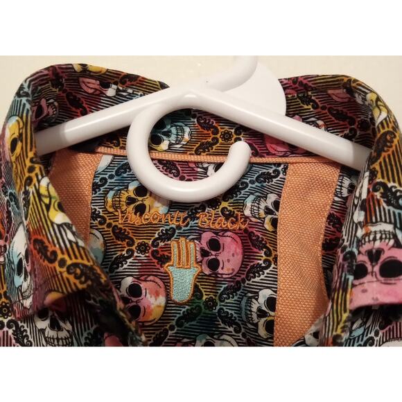 Visconti Limited Edition Skull Print Button Down Shirt Men's Long Sleeve SZ S - Picture 5 of 10